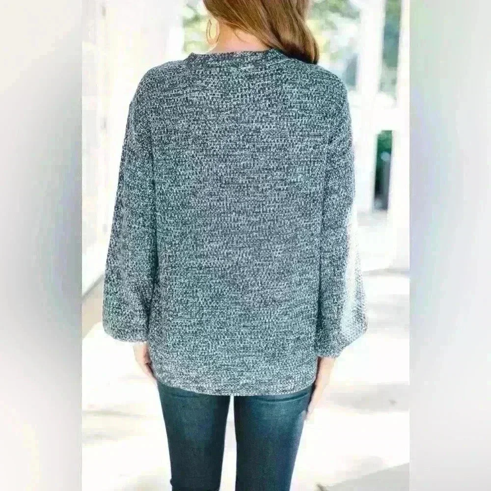 The Slouchy Navy Blue Bubble Sleeve Sweater Size‎ Small New With Tags